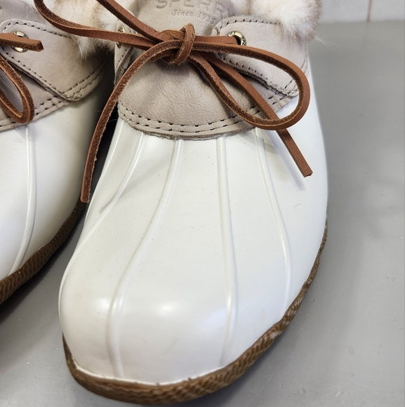 Sperry Saltwater 1-Eye Cozy Faux Fur Trim Waterproof Duck Shoes Cream US 11 - Picture 6 of 15